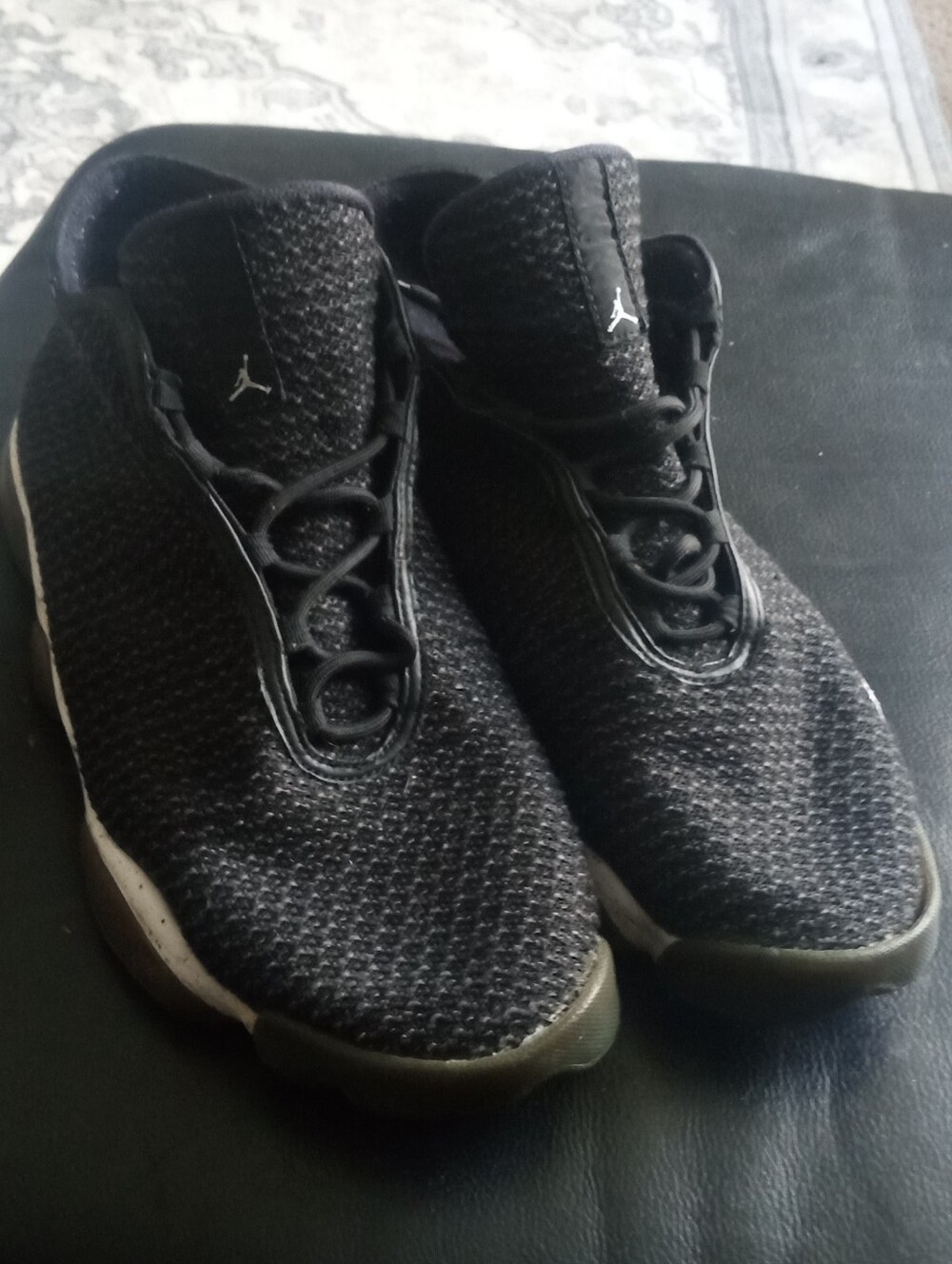 Jordan Men's Black Knit Low-Top Sneakers with White Accents